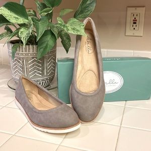Brand New Gray Suede Slip Ons